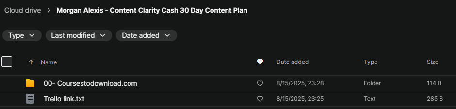 Morgan Alexis - Content Clarity Cash 30 Day Content Plan